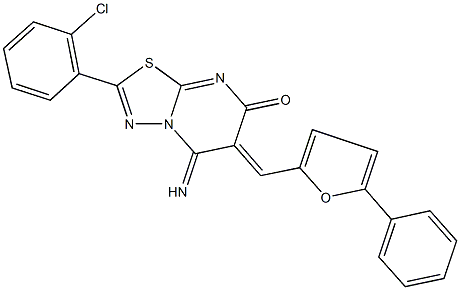 2-(2-chlorophenyl)-5-imino-6-[(5-phenyl-2-furyl)methylene]-5,6-dihydro-7H-[1,3,4]thiadiazolo[3,2-a]pyrimidin-7-one Structure