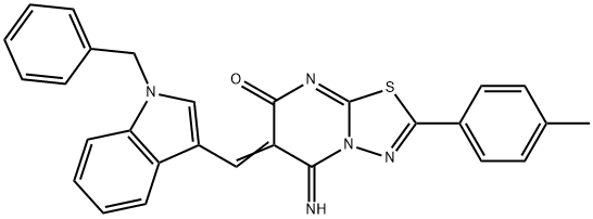 6-[(1-benzyl-1H-indol-3-yl)methylene]-5-imino-2-(4-methylphenyl)-5,6-dihydro-7H-[1,3,4]thiadiazolo[3,2-a]pyrimidin-7-one 구조식 이미지