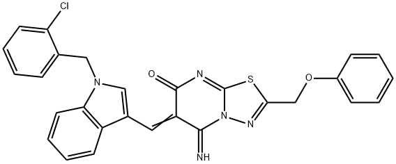 6-{[1-(2-chlorobenzyl)-1H-indol-3-yl]methylene}-5-imino-2-(phenoxymethyl)-5,6-dihydro-7H-[1,3,4]thiadiazolo[3,2-a]pyrimidin-7-one Structure