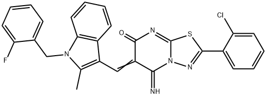 2-(2-chlorophenyl)-6-{[1-(2-fluorobenzyl)-2-methyl-1H-indol-3-yl]methylene}-5-imino-5,6-dihydro-7H-[1,3,4]thiadiazolo[3,2-a]pyrimidin-7-one Structure