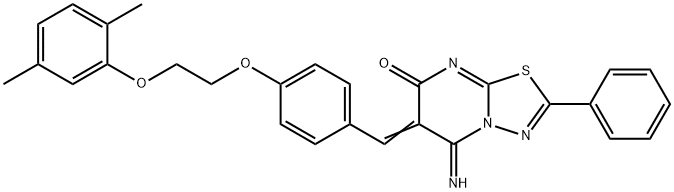 6-{4-[2-(2,5-dimethylphenoxy)ethoxy]benzylidene}-5-imino-2-phenyl-5,6-dihydro-7H-[1,3,4]thiadiazolo[3,2-a]pyrimidin-7-one 구조식 이미지