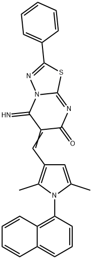 6-{[2,5-dimethyl-1-(1-naphthyl)-1H-pyrrol-3-yl]methylene}-5-imino-2-phenyl-5,6-dihydro-7H-[1,3,4]thiadiazolo[3,2-a]pyrimidin-7-one 구조식 이미지