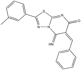 6-benzylidene-5-imino-2-(3-methylphenyl)-5,6-dihydro-7H-[1,3,4]thiadiazolo[3,2-a]pyrimidin-7-one 구조식 이미지