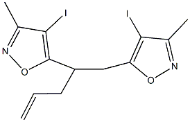 4-iodo-5-{1-[(4-iodo-3-methyl-5-isoxazolyl)methyl]-3-butenyl}-3-methylisoxazole 구조식 이미지