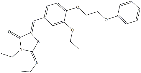 5-[3-ethoxy-4-(2-phenoxyethoxy)benzylidene]-3-ethyl-2-(ethylimino)-1,3-thiazolidin-4-one 구조식 이미지