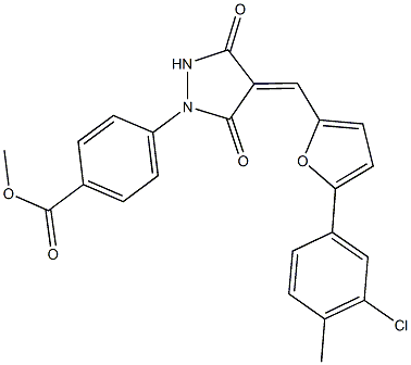 methyl 4-(4-{[5-(3-chloro-4-methylphenyl)-2-furyl]methylene}-3,5-dioxo-1-pyrazolidinyl)benzoate 구조식 이미지