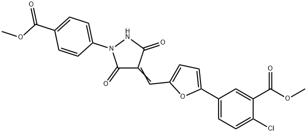 methyl 2-chloro-5-[5-({1-[4-(methoxycarbonyl)phenyl]-3,5-dioxo-4-pyrazolidinylidene}methyl)-2-furyl]benzoate Structure