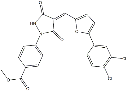 methyl 4-(4-{[5-(3,4-dichlorophenyl)-2-furyl]methylene}-3,5-dioxo-1-pyrazolidinyl)benzoate Structure