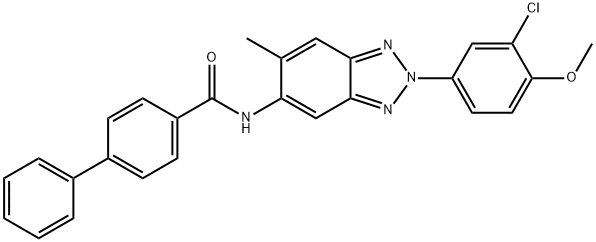 N-[2-(3-chloro-4-methoxyphenyl)-6-methyl-2H-1,2,3-benzotriazol-5-yl][1,1'-biphenyl]-4-carboxamide 구조식 이미지