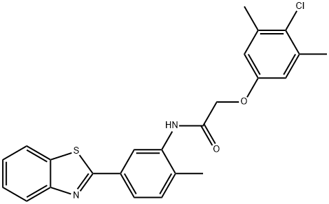 N-[5-(1,3-benzothiazol-2-yl)-2-methylphenyl]-2-(4-chloro-3,5-dimethylphenoxy)acetamide 구조식 이미지