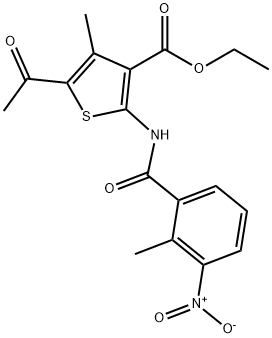 ethyl 5-acetyl-2-({3-nitro-2-methylbenzoyl}amino)-4-methyl-3-thiophenecarboxylate 구조식 이미지