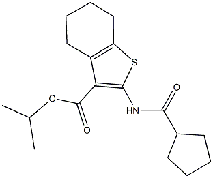 isopropyl 2-[(cyclopentylcarbonyl)amino]-4,5,6,7-tetrahydro-1-benzothiophene-3-carboxylate 구조식 이미지