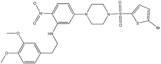 1-[(5-bromo-2-thienyl)sulfonyl]-4-{3-{[2-(3,4-dimethoxyphenyl)ethyl]amino}-4-nitrophenyl}piperazine 구조식 이미지