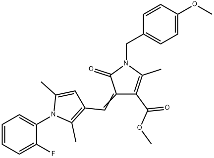 methyl 4-{[1-(2-fluorophenyl)-2,5-dimethyl-1H-pyrrol-3-yl]methylene}-1-(4-methoxybenzyl)-2-methyl-5-oxo-4,5-dihydro-1H-pyrrole-3-carboxylate 구조식 이미지