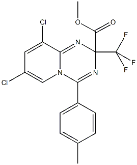 methyl 7,9-dichloro-4-(4-methylphenyl)-2-(trifluoromethyl)-2H-pyrido[1,2-a][1,3,5]triazine-2-carboxylate 구조식 이미지