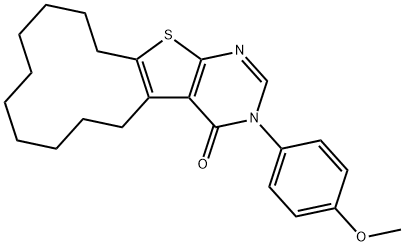 3-(4-methoxyphenyl)-5,6,7,8,9,10,11,12,13,14-decahydrocyclododeca[4,5]thieno[2,3-d]pyrimidin-4(3H)-one 구조식 이미지