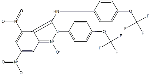 4,6-dinitro-N,2-bis[4-(trifluoromethoxy)phenyl]-2H-indazol-3-amine 1-oxide Structure