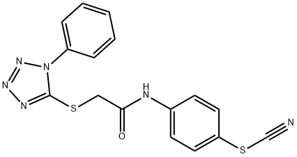 4-({[(1-phenyl-1H-tetraazol-5-yl)sulfanyl]acetyl}amino)phenyl thiocyanate 구조식 이미지