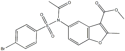 methyl 5-{acetyl[(4-bromophenyl)sulfonyl]amino}-2-methyl-1-benzofuran-3-carboxylate Structure