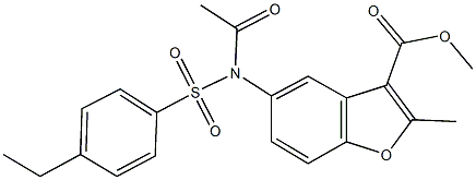 methyl 5-{acetyl[(4-ethylphenyl)sulfonyl]amino}-2-methyl-1-benzofuran-3-carboxylate 구조식 이미지