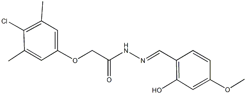 2-(4-chloro-3,5-dimethylphenoxy)-N'-(2-hydroxy-4-methoxybenzylidene)acetohydrazide Structure