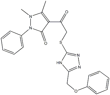 1,5-dimethyl-4-({[5-(phenoxymethyl)-4H-1,2,4-triazol-3-yl]sulfanyl}acetyl)-2-phenyl-1,2-dihydro-3H-pyrazol-3-one 구조식 이미지