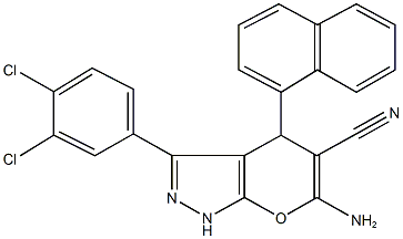 6-amino-3-(3,4-dichlorophenyl)-4-(1-naphthyl)-1,4-dihydropyrano[2,3-c]pyrazole-5-carbonitrile 구조식 이미지