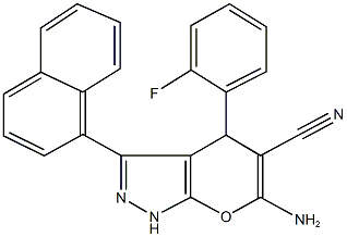 6-amino-4-(2-fluorophenyl)-3-(1-naphthyl)-1,4-dihydropyrano[2,3-c]pyrazole-5-carbonitrile 구조식 이미지