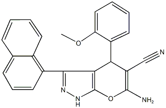 6-amino-4-(2-methoxyphenyl)-3-(1-naphthyl)-1,4-dihydropyrano[2,3-c]pyrazole-5-carbonitrile Structure