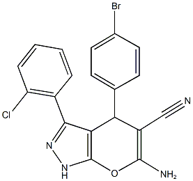 6-amino-4-(4-bromophenyl)-3-(2-chlorophenyl)-1,4-dihydropyrano[2,3-c]pyrazole-5-carbonitrile 구조식 이미지