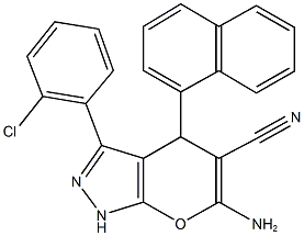 6-amino-3-(2-chlorophenyl)-4-(1-naphthyl)-1,4-dihydropyrano[2,3-c]pyrazole-5-carbonitrile Structure