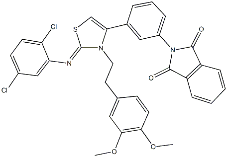 2-(3-{2-[(2,5-dichlorophenyl)imino]-3-[2-(3,4-dimethoxyphenyl)ethyl]-2,3-dihydro-1,3-thiazol-4-yl}phenyl)-1H-isoindole-1,3(2H)-dione 구조식 이미지