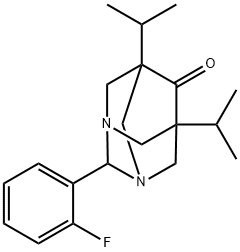 2-(2-fluorophenyl)-5,7-diisopropyl-1,3-diazatricyclo[3.3.1.1~3,7~]decan-6-one Structure