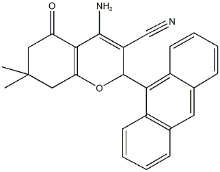 4-amino-2-(9-anthryl)-7,7-dimethyl-5-oxo-5,6,7,8-tetrahydro-2H-chromene-3-carbonitrile Structure