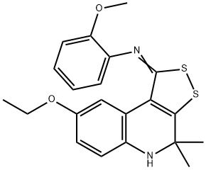 N-(8-ethoxy-4,4-dimethyl-4,5-dihydro-1H-[1,2]dithiolo[3,4-c]quinolin-1-ylidene)-N-(2-methoxyphenyl)amine Structure