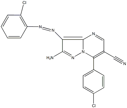 2-amino-7-(4-chlorophenyl)-3-[(2-chlorophenyl)diazenyl]pyrazolo[1,5-a]pyrimidine-6-carbonitrile Structure