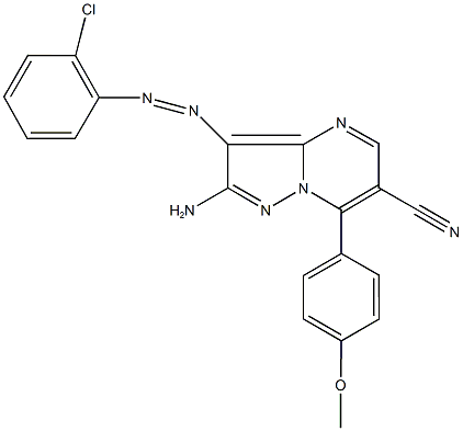 2-amino-3-[(2-chlorophenyl)diazenyl]-7-(4-methoxyphenyl)pyrazolo[1,5-a]pyrimidine-6-carbonitrile 구조식 이미지