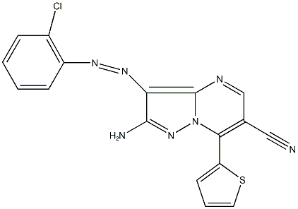 2-amino-3-[(2-chlorophenyl)diazenyl]-7-(2-thienyl)pyrazolo[1,5-a]pyrimidine-6-carbonitrile 구조식 이미지