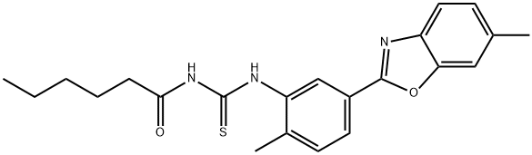 N-hexanoyl-N'-[2-methyl-5-(6-methyl-1,3-benzoxazol-2-yl)phenyl]thiourea 구조식 이미지