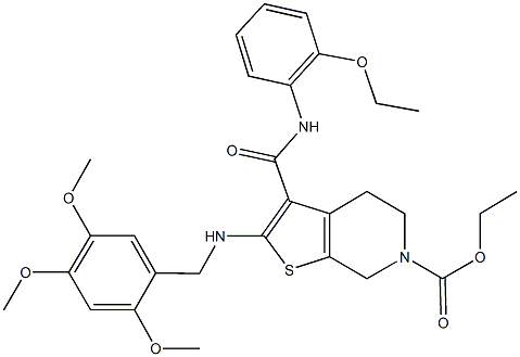 ethyl 3-[(2-ethoxyanilino)carbonyl]-2-[(2,4,5-trimethoxybenzyl)amino]-4,7-dihydrothieno[2,3-c]pyridine-6(5H)-carboxylate Structure