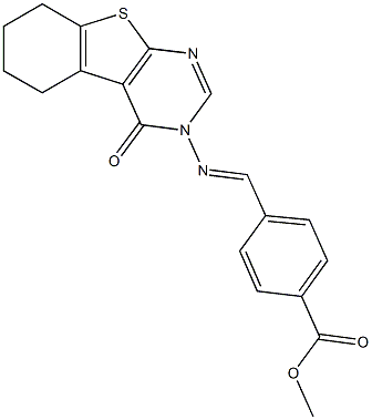 methyl 4-{[(4-oxo-5,6,7,8-tetrahydro[1]benzothieno[2,3-d]pyrimidin-3(4H)-yl)imino]methyl}benzoate 구조식 이미지