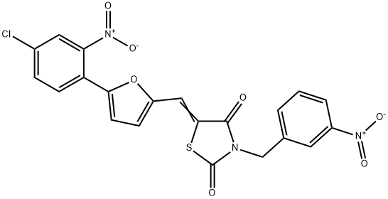 5-[(5-{4-chloro-2-nitrophenyl}-2-furyl)methylene]-3-{3-nitrobenzyl}-1,3-thiazolidine-2,4-dione Structure