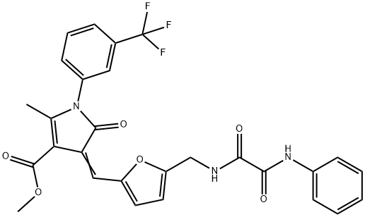 methyl 4-{[5-({[anilino(oxo)acetyl]amino}methyl)-2-furyl]methylene}-2-methyl-5-oxo-1-[3-(trifluoromethyl)phenyl]-4,5-dihydro-1H-pyrrole-3-carboxylate Structure