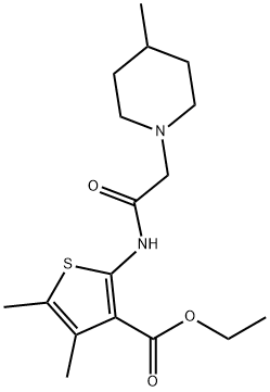 ethyl 4,5-dimethyl-2-{[(4-methyl-1-piperidinyl)acetyl]amino}-3-thiophenecarboxylate 구조식 이미지