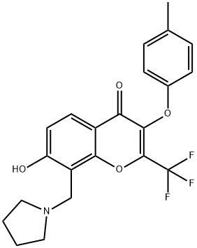 7-hydroxy-3-(4-methylphenoxy)-8-(1-pyrrolidinylmethyl)-2-(trifluoromethyl)-4H-chromen-4-one 구조식 이미지