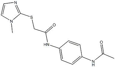 N-[4-(acetylamino)phenyl]-2-[(1-methyl-1H-imidazol-2-yl)sulfanyl]acetamide 구조식 이미지