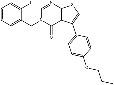 3-(2-fluorobenzyl)-5-(4-propoxyphenyl)thieno[2,3-d]pyrimidin-4(3H)-one 구조식 이미지