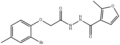 N'-[(2-bromo-4-methylphenoxy)acetyl]-2-methyl-3-furohydrazide 구조식 이미지