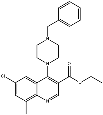 ethyl 4-(4-benzyl-1-piperazinyl)-6-chloro-8-methyl-3-quinolinecarboxylate 구조식 이미지