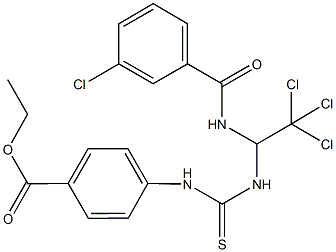 ethyl 4-{[({2,2,2-trichloro-1-[(3-chlorobenzoyl)amino]ethyl}amino)carbothioyl]amino}benzoate Structure